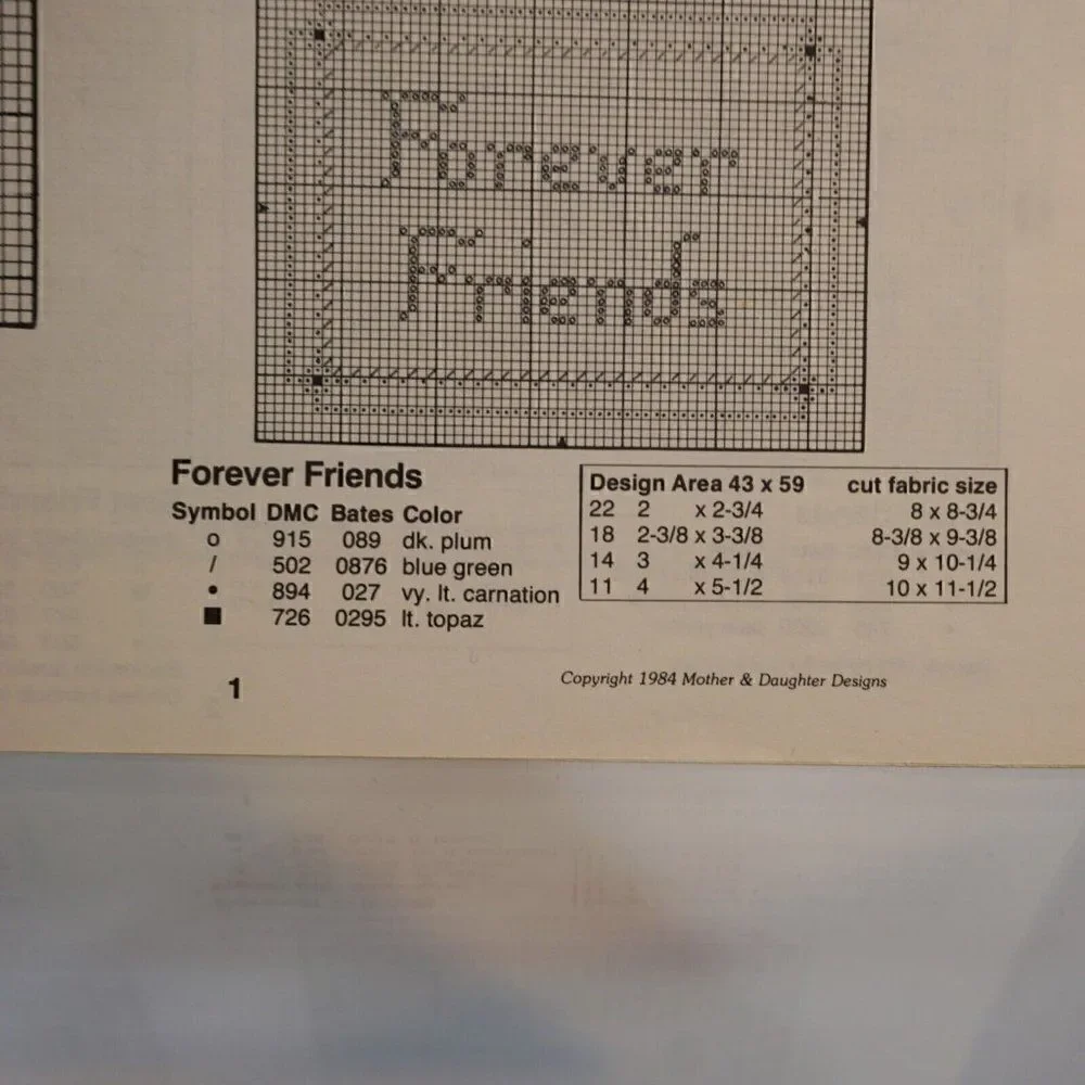 All About Friends Counted Cross Stitch Leaflet Carolyn Muradian Maro Foster 1984